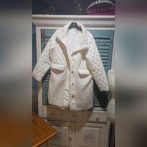 LOFT Quilted Cream Puffer Coat